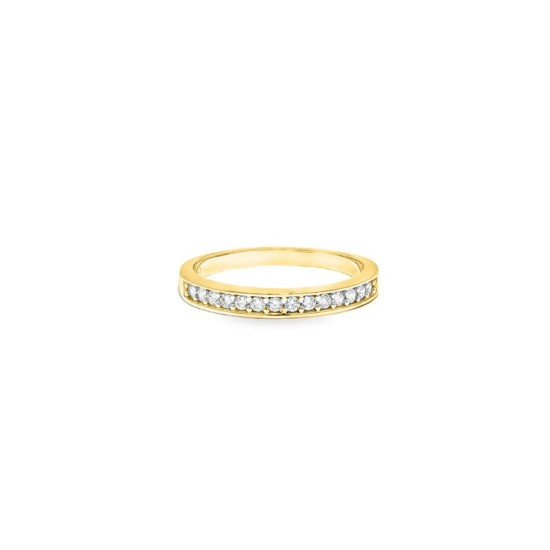 9ct Yellow Gold, Half Eternity Cubic Zirconia Ring