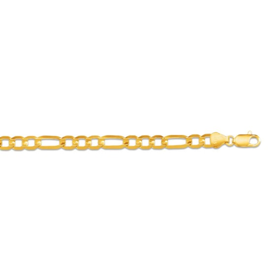 9ct Yellow Gold 5.2mm Faceted Flat Figaro Chain
