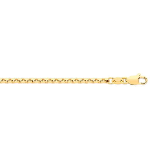 9ct Yellow Gold 2.2mm Hollow Box Belcher Bracelet