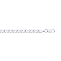 9ct White Gold 3.4mm Flat Faceted Curb Chain