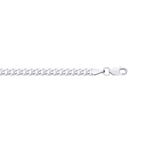 9ct White Gold 3.4mm Flat Faceted Curb Chain