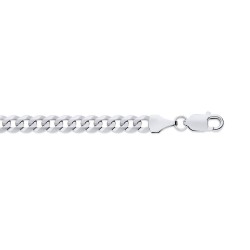 9ct White Gold 4.4mm Flat Faceted Curb Chain