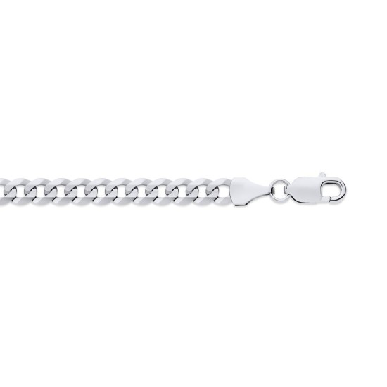 9ct White Gold 4.4mm Flat Faceted Curb Chain