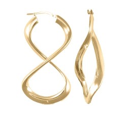 925 Silver 14K Gold Plated Polished Figure of Eight Hoop Earrings
