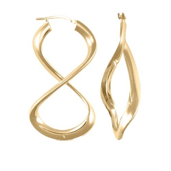 925 Silver 14K Gold Plated Polished Figure of Eight Hoop Earrings