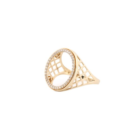 9ct Yellow Gold Full Sovereign Ring with a CZ set bezel