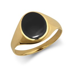 9ct Yellow Gold Oval Shaped 10x12 Onyx Ring