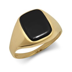 9ct Yellow Gold Cushion Shaped 10x12 Onyx Ring