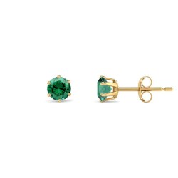 9ct Yellow Gold 4mm Claw-set Green CZ Studs