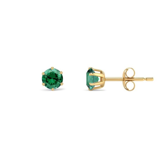 9ct Yellow Gold 4mm Claw-set Green CZ Studs