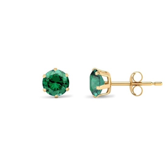 9ct Yellow Gold 5mm Claw-set Green CZ Studs
