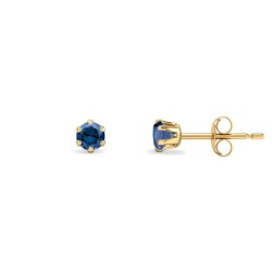 9ct Yellow Gold 3mm Claw-set Blue CZ Studs