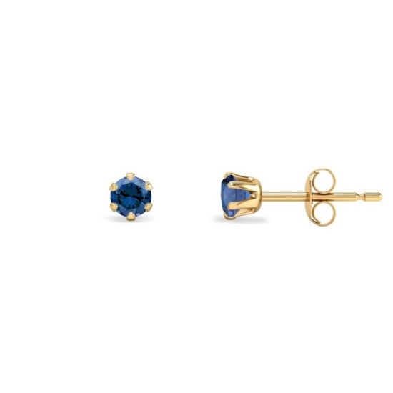 9ct Yellow Gold 3mm Claw-set Blue CZ Studs