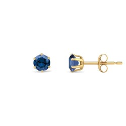 9ct Yellow Gold 4mm Claw-set Blue CZ Studs