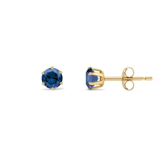 9ct Yellow Gold 4mm Claw-set Blue CZ Studs