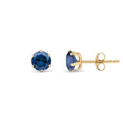 9ct Yellow Gold 5mm Claw-set Blue CZ Studs