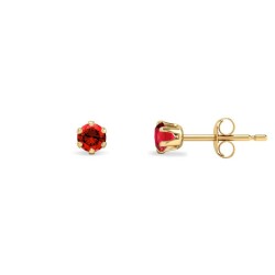 9ct Yellow Gold 3mm Claw-set Red CZ Studs