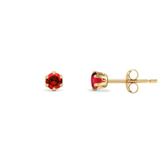 9ct Yellow Gold 3mm Claw-set Red CZ Studs