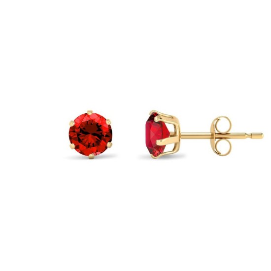 9ct Yellow Gold 5mm Claw-set Red CZ Studs