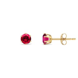 9ct Yellow Gold 4mm Claw-set Hot-pink CZ Studs