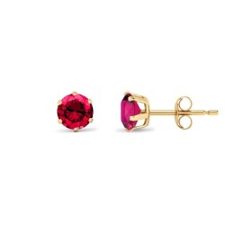 9ct Yellow Gold 5mm Claw-set Hot-pink CZ Studs