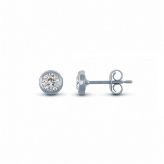 925 Silver 4mm Rub Over Stud Earrings