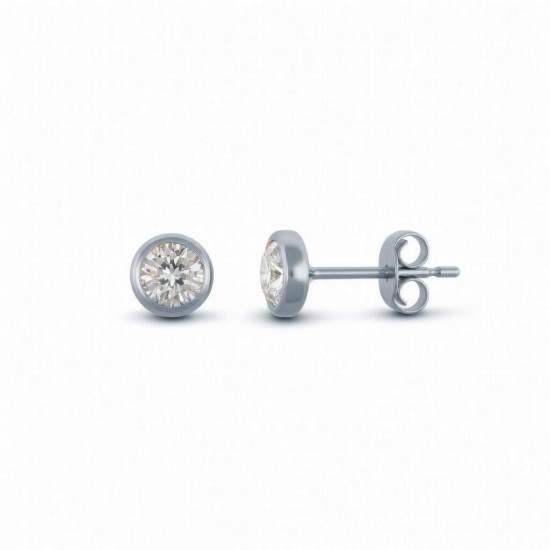 925 Silver 5mm Rub Over Stud Earrings