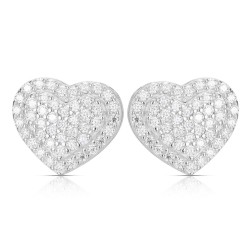 925 Silver CZ Set Heart Studs