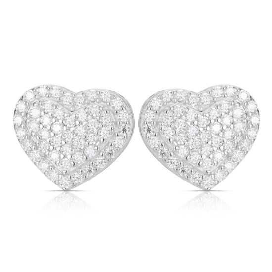 925 Silver CZ Set Heart Studs