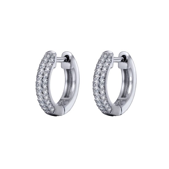 925 Silver CZ Set Huggie Earrings
