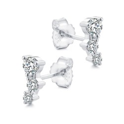 925 Silver Graduated Trilogy Drop Earrings