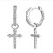 925 Silver CZ Set Cross Drop Earrings
