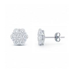 925 Silver CZ Set 6x1 Cluster Studs 7mm