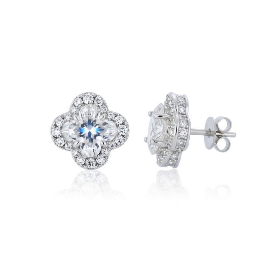 925 Silver CZ Set Clover Studs 5.0mm
