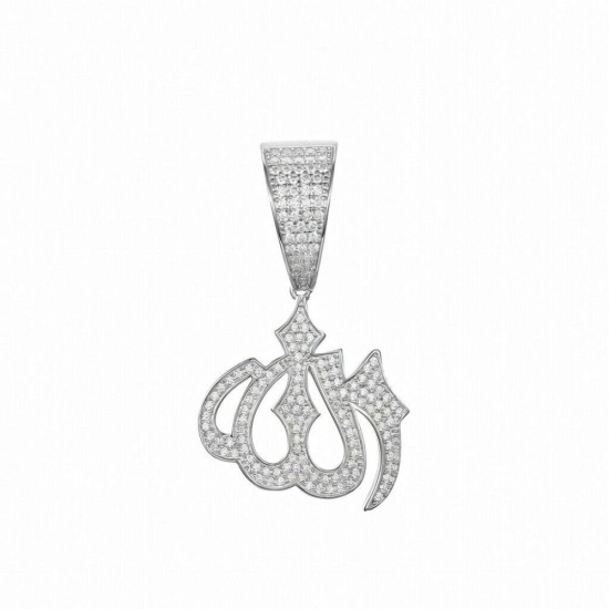 925 Silver CZ Set Allah Pendant
