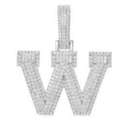 925 Silver CZ Set Initial W