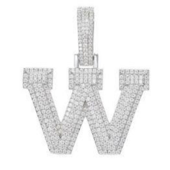 925 Silver CZ Set Initial W