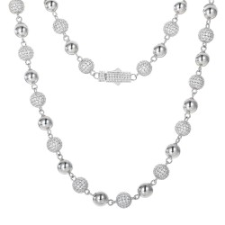 925 Silver CZ Set Bead Necklace