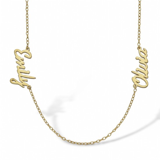 9ct Yellow Personalised Nameplate with 2 names + 16" Chain