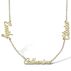 9ct Yellow Personalised Nameplate with 3 names + 16" Chain