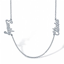 925 Silver Personalised Nameplate with 2 names + 16" Chain