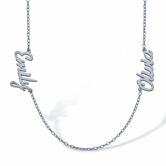 925 Silver Personalised Nameplate with 2 names + 16" Chain