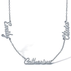 925 Silver Personalised Nameplate with 3 names + 16" Chain