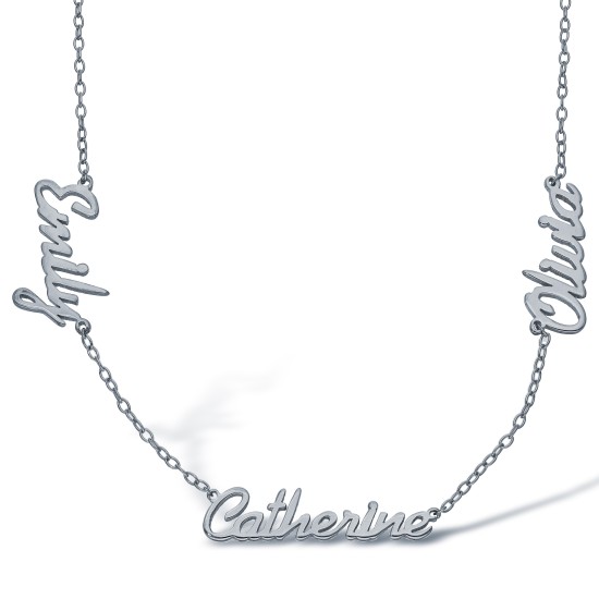 925 Silver Personalised Nameplate with 3 names + 16" Chain