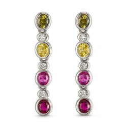 925 Sterling Silver Multi CZ Linear Drops