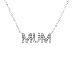 925 Sterling Silver CZ Mum Necklace