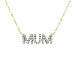 925 Sterling Silver Gold Plated CZ Mum Necklace