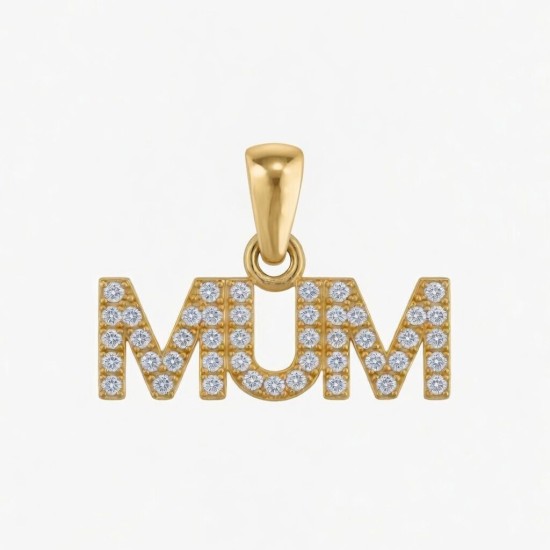 925 Sterling Silver Gold Plated CZ Mum Pendant