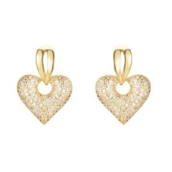 925 Sterling Silver Gold Plated CZ Heart Drops 925 Sterling Silver Gold Plated CZ Heart Drops