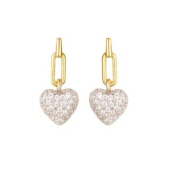 925 Sterling Silver Gold Plated CZ Heart Drops 925 Sterling Silver Gold Plated CZ Heart Drops